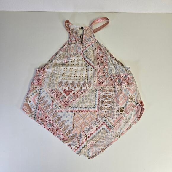 Rose and Grey Rayon Pink Banda Print Halter Top size Large - Picture 6 of 9